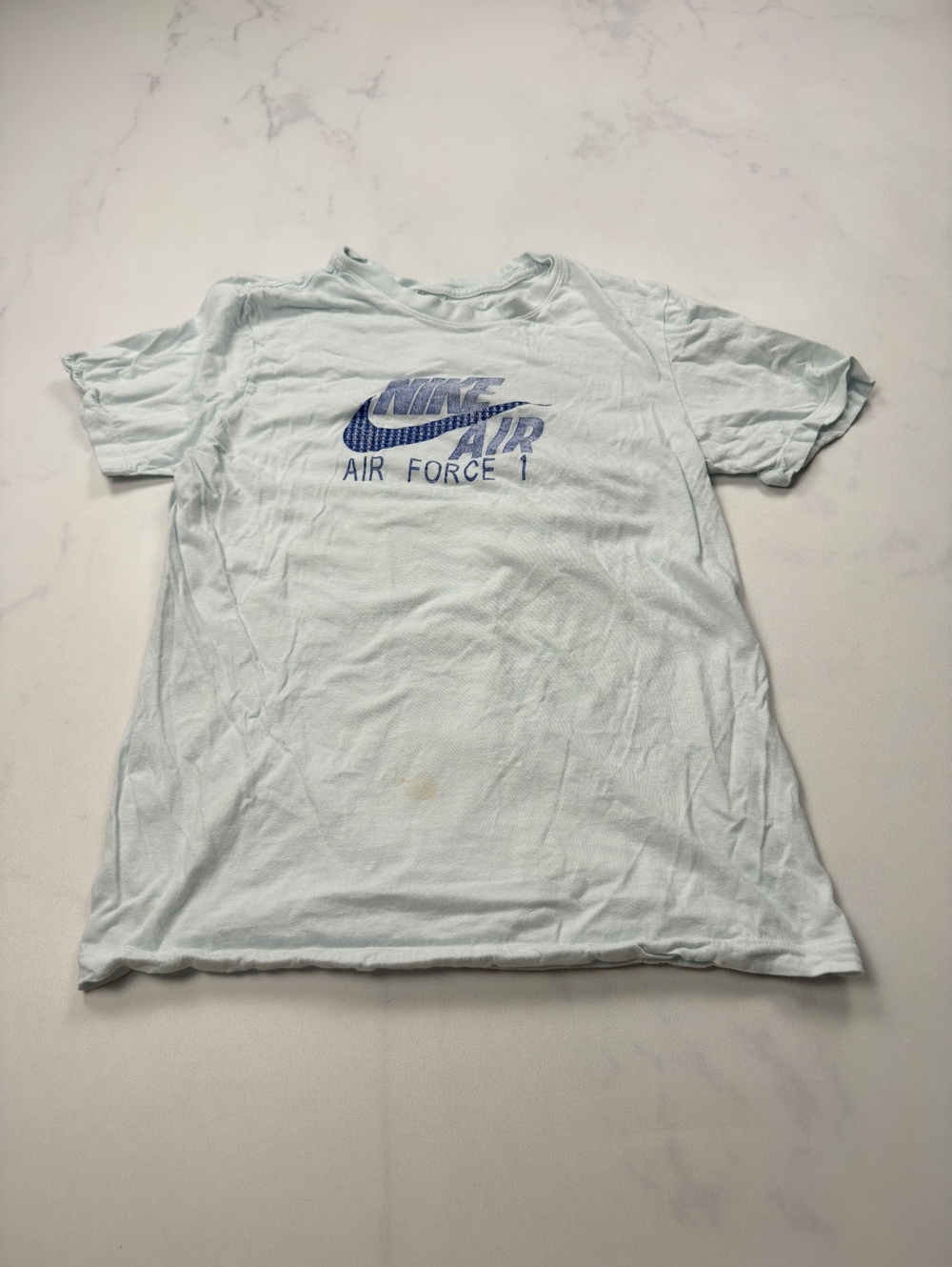 Nike Air Force 1 Graphic Tee Light Blue 90s Retro - Mens S